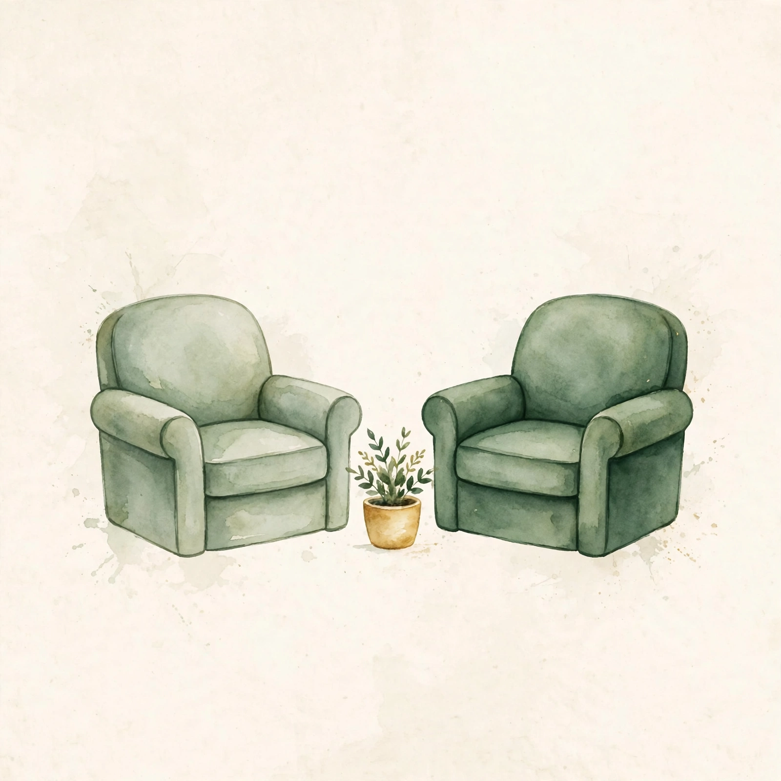 Watercolor icon of two armchairs