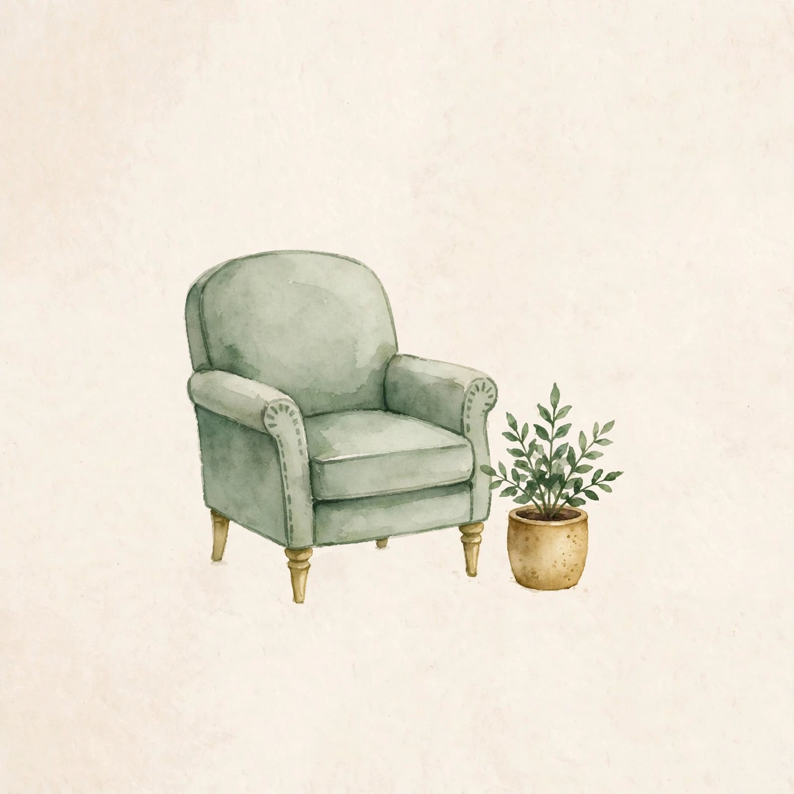 Watercolor icon of an armchair