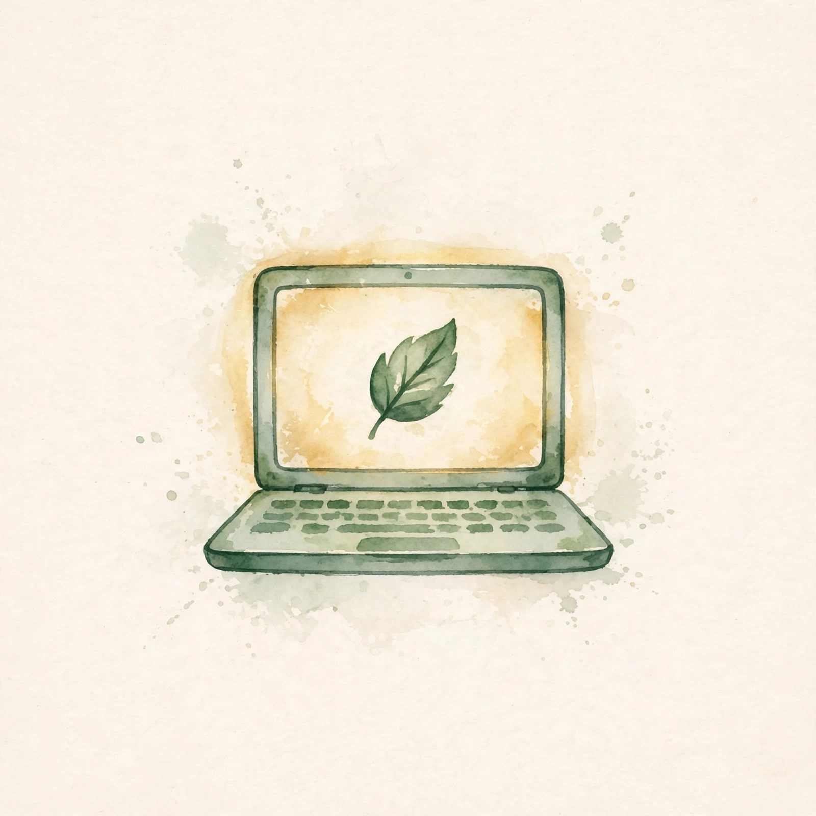 Watercolor icon of a laptop