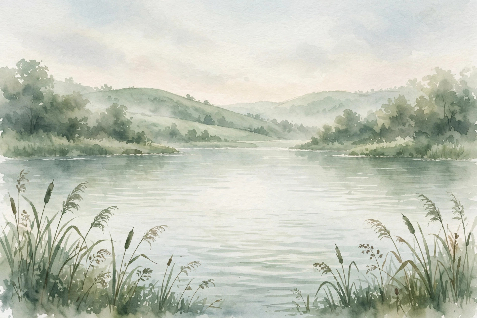 Watercolor illustration of a calm, green space for anxiety therapy
